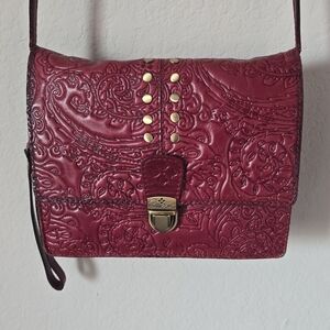 Patricia Nash Embossed Burgundy Crossbody Bag